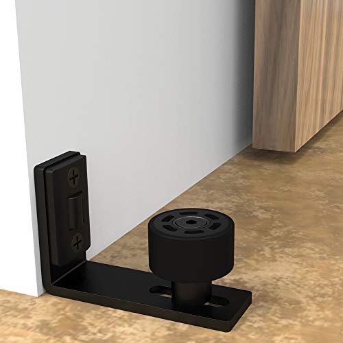 CCJH - Puerta de granja corredera ajustable, guía de suelo para pared o bajo de puerta, negro