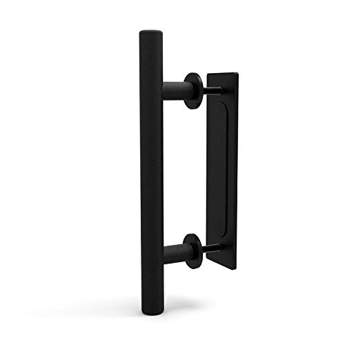 CCJH Tirador y tirador de puerta engastado en negro para puertas de corredera de madera corredizas