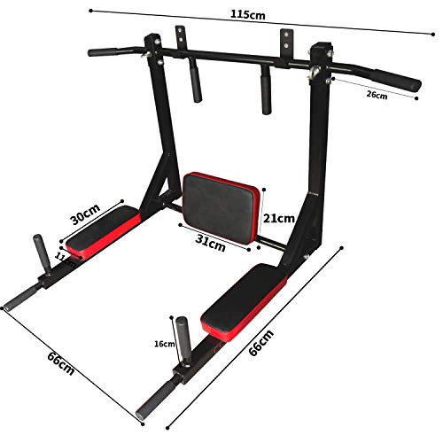 CCLIFE Barra dominadas Pared dips Entrenamiento múltiple Máquina de dominadas Barra de dominadas Multifuncional Pull up Carga máx.: 300 kg