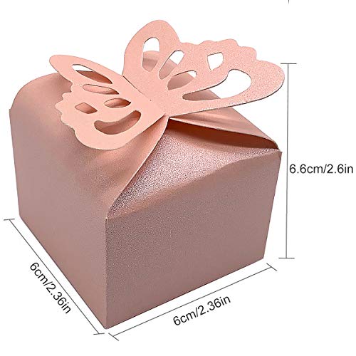 CCUCKY 25 Piezas Caja de Dulces de Mariposa, Favores de Boda Cajas de Azúcar, Duchas Nupciales Fiestas Regalos Decoración de Mesa (Rosado)