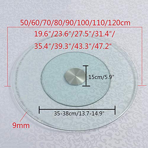 CDDQ Plato de Servir/Plato Giratorio de Cristal,Base Giratoria Manual,Transparente,Los ø50-120cm,para Fiestas de Cumpleaños,Reunión Familiar