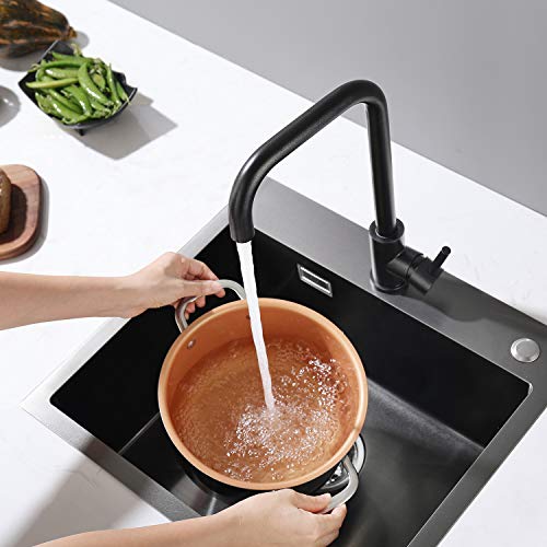 CECIPA Grifo de Cocina Negro Perla Mezclador de Fregadero Giratorio Flexible de 360°Grifos de Cocina de Acero Inoxidable 304 Pintura de Cocina Resistente a la corrosión