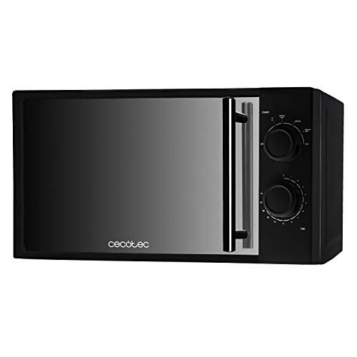 Cecotec AllBlack - Microondas, Capacidad de 20l, 700 W de Potencia, 6 Niveles Funcionamiento, Temporizador 30 min, Modo Descongelar, Color Negro