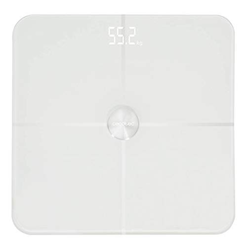 Cecotec Báscula de baño digital inteligente Surface Precision 9600 Smart Healthy. Alta precisión con conectividad,base cristal de alta seguridad recubrimiento de óxido de indio y estaño, pantalla LED