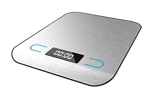 Cecotec Báscula de Cocina Digital Cook Control 8000. Alta precisión, Acero Inoxidable, Diseño Extraplano, Pantalla LCD Retroiluminada, Capacidad Máxima 5 Kg con Precisión de 1 g