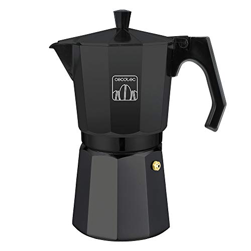 Cecotec Cafetera italiana Mimoka 900 Black. Fabricada en aluminio fundido, Apta para todo tipo de cocinas, Para 9 tazas de café