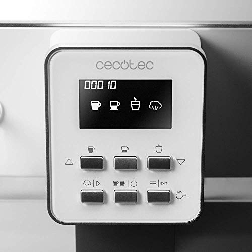 Cecotec cafetera megautomática Power Matic-ccino 6000 Serie Bianca. 19 Bares,1-2 cafés, Sistema de rápido Calentamiento, Pantalla LCD, depósito café 250 gr, Molinillo Integrado, 1350 W