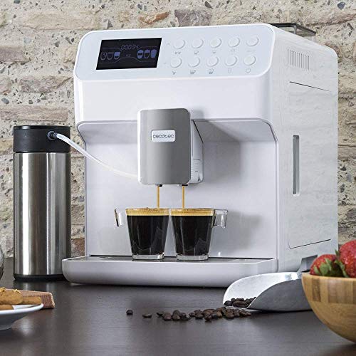 Cecotec Cafetera Megautomática Power Matic-ccino 7000 Touch Serie Bianca. Tecnología ForceAroma de 19 bares de presión, Mandos Digitales, 6 Modos Personalizables, Prepara Cappuccino, 1300-1500W