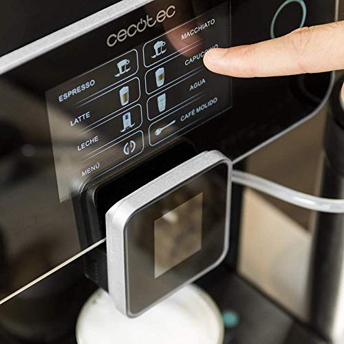 Cecotec Cafetera Megautomática Power Matic-ccino 8000 Touch, Depósito de leche, Pantalla Táctil interactiva, Prepara Cappuccino, Café Personalizable, Tecnología ForceAroma 19 bares de presión