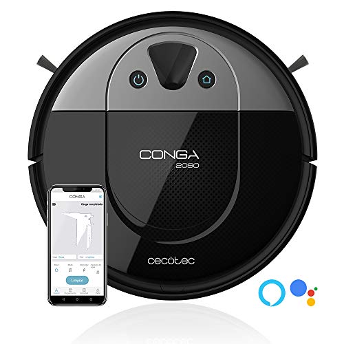 Cecotec Conga 2090 Vision. Robot Aspirador con tecnología iTech Camara 360, friega, aspira y Barre a la Vez,App con Mapa Interactivo, Limpieza puntual y de áreas,2700 Pa, Alexa & Google Assistant.