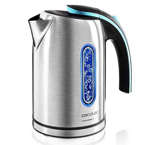 Cecotec Hervidor de Agua Eléctrico ThermoSense 270 Steel. 1,7 litros, Libre de BPA, Acero Inoxidable, Base 360º, Filtro Antical, Doble Sistema de Seguridad, 2200 W