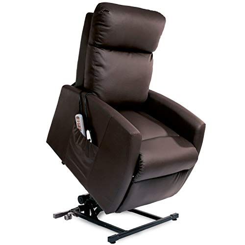 Cecotec Sillón Relax de Masaje Levantapersonas Compact, Función Calor, 5 programas, 3 intensidades, 8 Motores, Doble Mando, Ruedas, Polipiel de Calidad, Bolsillo portaobjetos, Color Negro