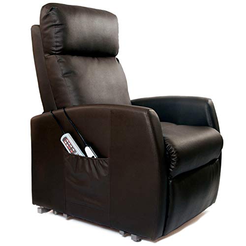 Cecotec Sillón Relax de Masaje Levantapersonas Compact, Función Calor, 5 programas, 3 intensidades, 8 Motores, Doble Mando, Ruedas, Polipiel de Calidad, Bolsillo portaobjetos, Color Negro