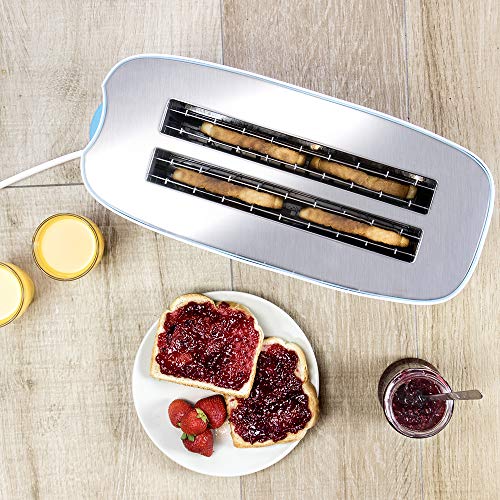 Cecotec Toast&Taste 2L - Tostadora, 7 Niveles de Potencia, Capacidad para 4 Tostadas, 3 Funciones (Tostar, Recalentar, Descongelar) Incluye Soporte Panecillos, Bandeja Recogemigas, 1350 W