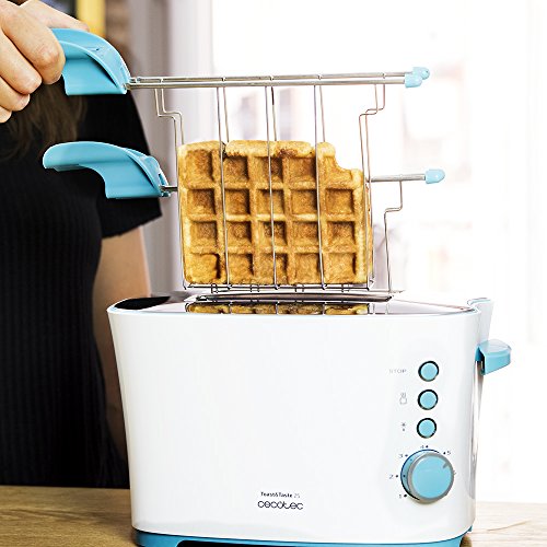 Cecotec Toast&Taste 2S - Tostadora, 7 Niveles de Potencia, Capacidad para 2 Tostadas, 3 Funciones(Tostar, Recalentar, Descongelar), Incluye Pinzas, Bandeja Recogemigas, 650 W