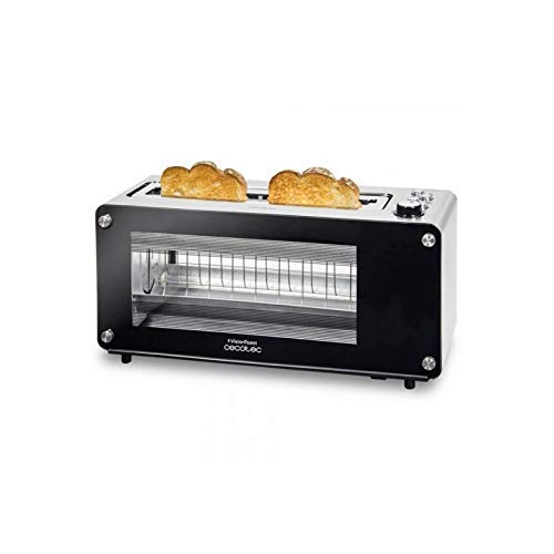 Cecotec VisionToast - Tostadora, 1260 W Ventanas de Cristal, Ranura XL, 7 Niveles de Tostado, 3 Funciones, 7 Posiciones, Capacidad para 2 Tostadas