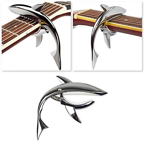 Cejilla para guitarra, universal, aleación de zinc, creativa, tiburón, para guitarra, ukelele, banjo, mandolina, bajo, accesorios, plateado