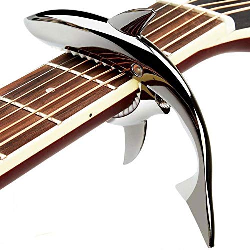 Cejilla para guitarra, universal, aleación de zinc, creativa, tiburón, para guitarra, ukelele, banjo, mandolina, bajo, accesorios, plateado