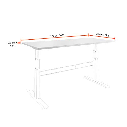 celexon Tabla sobremesa - 175x75 cm - Blanco - combina con eAdjust-65120 - Recubierto de Resina melamínica - aglomerado -ABS lipping