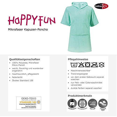 CelinaTex Happyfun Surf Poncho 65 x 100 cm Burdeos Vestuario Bolsillo Tipo Canguro Mujer Hombre Niños Micro Franela