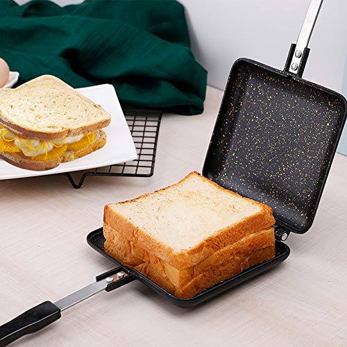 Centeraly Sartén de Doble Cara, Antiadherente Parrilla Plegable Sartén Aleación de Aluminio Bandeja abatible Placa de Barbacoa Molde de sándwich para Pan Tostado Máquina de Desayuno Waffle Pancake