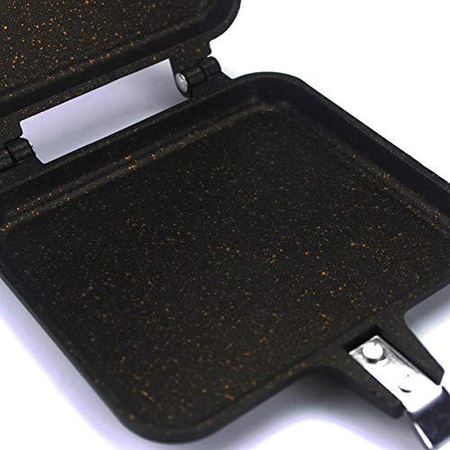 Centeraly Sartén de Doble Cara, Antiadherente Parrilla Plegable Sartén Aleación de Aluminio Bandeja abatible Placa de Barbacoa Molde de sándwich para Pan Tostado Máquina de Desayuno Waffle Pancake