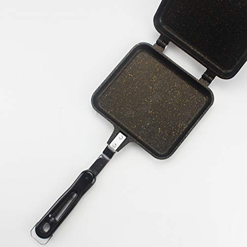 Centeraly Sartén de Doble Cara, Antiadherente Parrilla Plegable Sartén Aleación de Aluminio Bandeja abatible Placa de Barbacoa Molde de sándwich para Pan Tostado Máquina de Desayuno Waffle Pancake