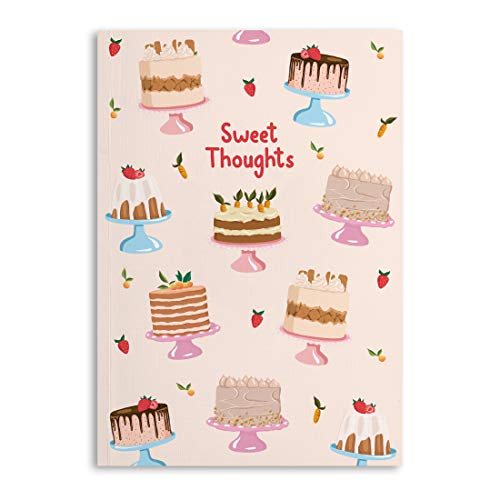 Central 23 - Divertido cuaderno para hombres y mujeres - A5 - Diario de oficina - 'Sweet Thoughts' - Bonito diseño de tarta - rosa - páginas a rayas - Bloc de notas