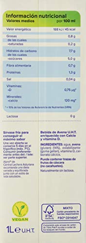 Central Lechera Asturiana Bebida de Avena - Paquete de 6 x 1000 ml - Total: 6000 ml