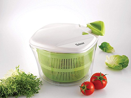 Centrifugadora para Ensalada de Gran Capacidad (5L) - Diseño Innovador con Rejilla de Evacuación de Agua y Bol-Ensaladera - Escurridor de Lechuga y Verduras Eficaz y Fácil de Usar con el Asa de Tirar