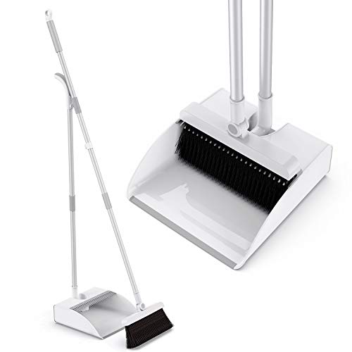 Cepillo y Recogedor, Tencoz Escoba y Recogedor Plegable Juego de Escoba, Broom and Dustpan Recogedor de Polvo con 45" Mango Largo y Cerradura Magnética para Limpieza del Hogar