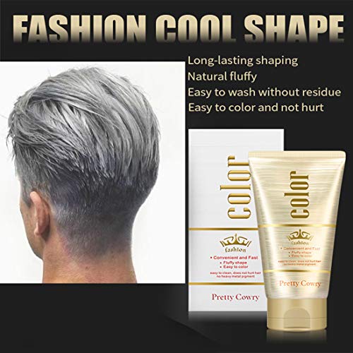 Cera para el cabello,130g Crema Para Colorante Pelo Temporal DIY Colorear y Modelar el Instant pelo Cera Cabello naturales color Wax para fiestas, Cosplay, Masquerade, halloween (Gris plateado)