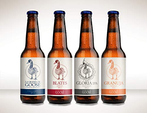 Cervezas La Granja de Goose. Caja de 12 botellas 33cc. En 4 estilos. 3 Pale-Ale + 3 Blates + 3 Gloria-IPA + 3 Granuja