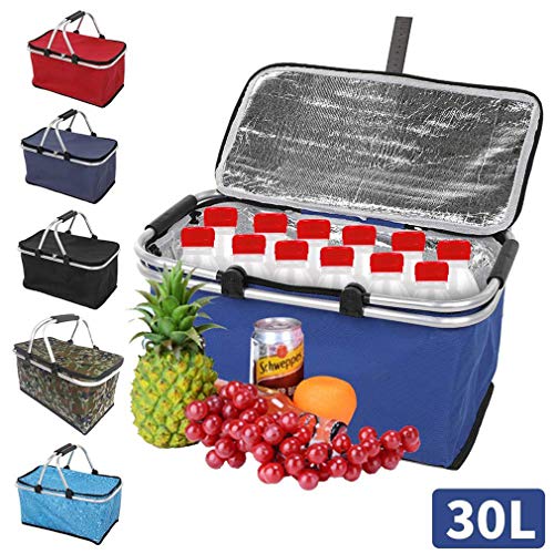 Cesta de picnic, bolsa de entrega de alimentos a domicilio, bolsas térmicas aisladas impermeables de gran tamaño para catering de 30L, para picnic, bebidas, catering, camping, playa y más,Camouflag