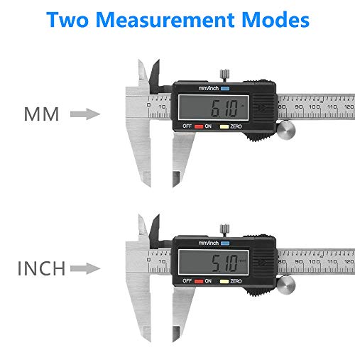 CestMall Calibrador pie de rey 0-150mm Vernier Caliper LCD Digital Regla Electrónica Fibra de carbono Vernier Caliper Calibre Medición de diámetro exterior,profundidad y precisión de paso:±0,1mm