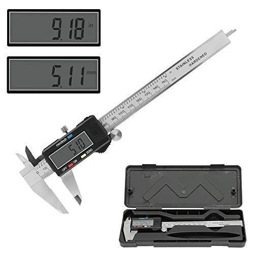 CestMall Calibrador pie de rey 0-150mm Vernier Caliper LCD Digital Regla Electrónica Fibra de carbono Vernier Caliper Calibre Medición de diámetro exterior,profundidad y precisión de paso:±0,1mm