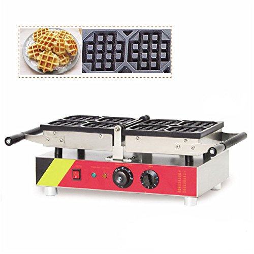 cgoldenwall np-536 180 Grado 4 piezas Rejilla antiadherente de columpios máquina para hacer gofres Waffle máquina de Baker haciendo comercial belga de cocina de lino 220V