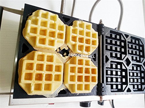 cgoldenwall np-536 180 Grado 4 piezas Rejilla antiadherente de columpios máquina para hacer gofres Waffle máquina de Baker haciendo comercial belga de cocina de lino 220V