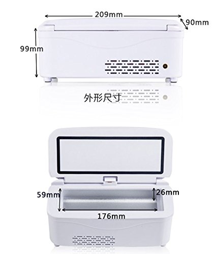 CGOLDENWALL Refrigerador de Medicamento Portátil Nevera para Diabetes con Temperatura Constante: 2-25℃丨Tamaño: 175x59x26mm(6.8x2.3x1Inch) 丨para Hogar Automóvil Certificado CE (de 30 Horas)