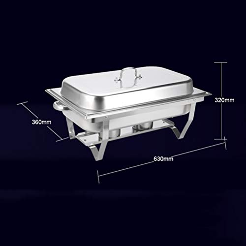 Chafing Dish, Calentador De Alimentos Calentador De Platos Servidor De Comida Calentador Comida Buffet Estufa De Desayuno Estufa Tipo Buffet con Marco Plegable Acero Inoxidable Half