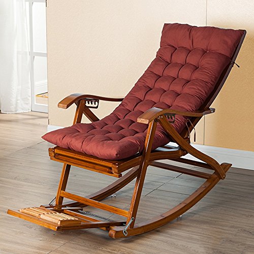 Chaise Lounges, Silla Mecedora Patio Silla de Tumbona Old Man sillas Plegables de bambú Summer Nap Cama Carga de 400 kg para Patio Office Beach Piscina al Aire Libre 6 Puestos Ajustables