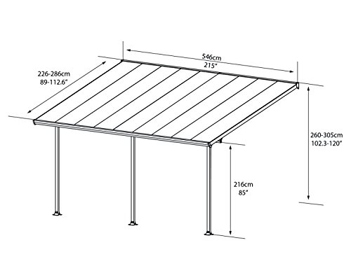 Chalet-Jardin Terraza de Aluminio Techo Aurora Blanco 5 x 3 m, 3x5.46, 701693