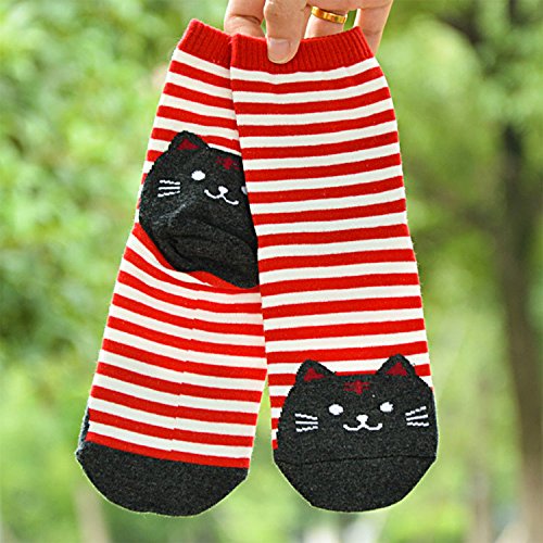 Chalier Pack de 5 Calcetines Mujer Divertidos Originales Animales Lindos Estampados Ocasionales de Algodón para Niña y Mujer