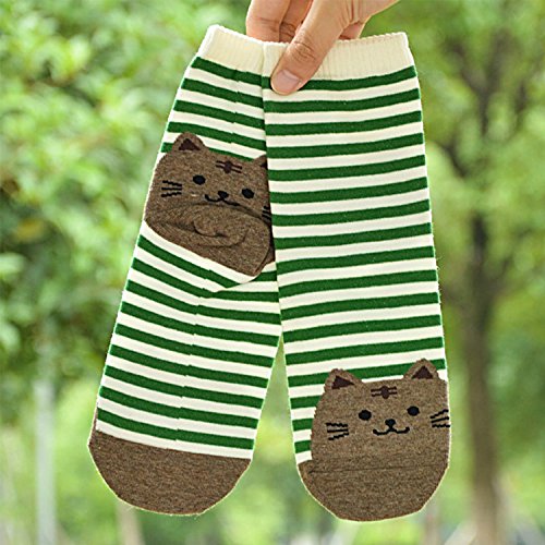 Chalier Pack de 5 Calcetines Mujer Divertidos Originales Animales Lindos Estampados Ocasionales de Algodón para Niña y Mujer