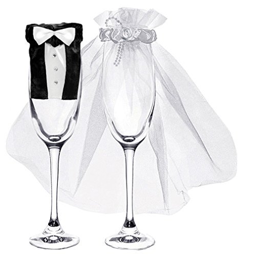 champagner-glas BODA Copa Para Champaña deko-kleidung SET DE DOS novia y Novio verkleidung. von CASA der corazones