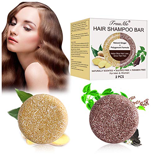 Champú Sólido, Shampoo Bar, Champú Sólido Natural, Ayuda a detener la caída del cabello y promueve el crecimiento saludable del cabello, Para Cabello Seco y Dañado Jabón de Hierbas Natural-2PCS