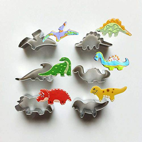 CHANG CHANGYONGXINUnique Store Cortadores Galletas Dinosaurio, 6 Piezas Molde Galletas Dinosaurios para Niños Dinosaurios Tematica Cumpleaños Decoracion