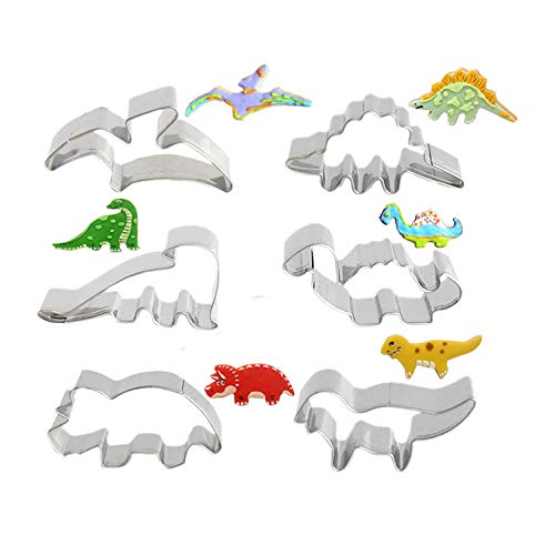 CHANG CHANGYONGXINUnique Store Cortadores Galletas Dinosaurio, 6 Piezas Molde Galletas Dinosaurios para Niños Dinosaurios Tematica Cumpleaños Decoracion