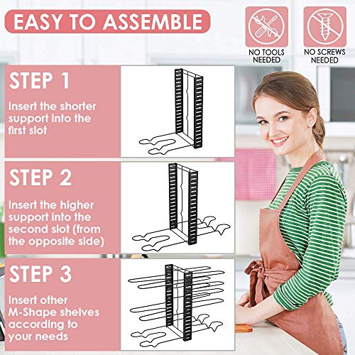 ChangMi Organizador de ollas para gabinete con 3 métodos de Bricolaje, Organizador de ollas Ajustable con 8 estantes de Metal, Organizador de ollas Grandes y pequeñas para el gabinete de la Cocina