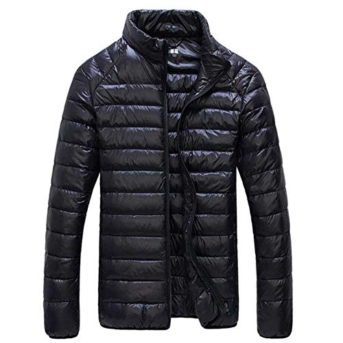 Chaqueta Casual para Hombre, Ultraligera, cálida, para Invierno, Impermeable, Ligera, de Pato, Color Blanco Negro Negro (XXXXL